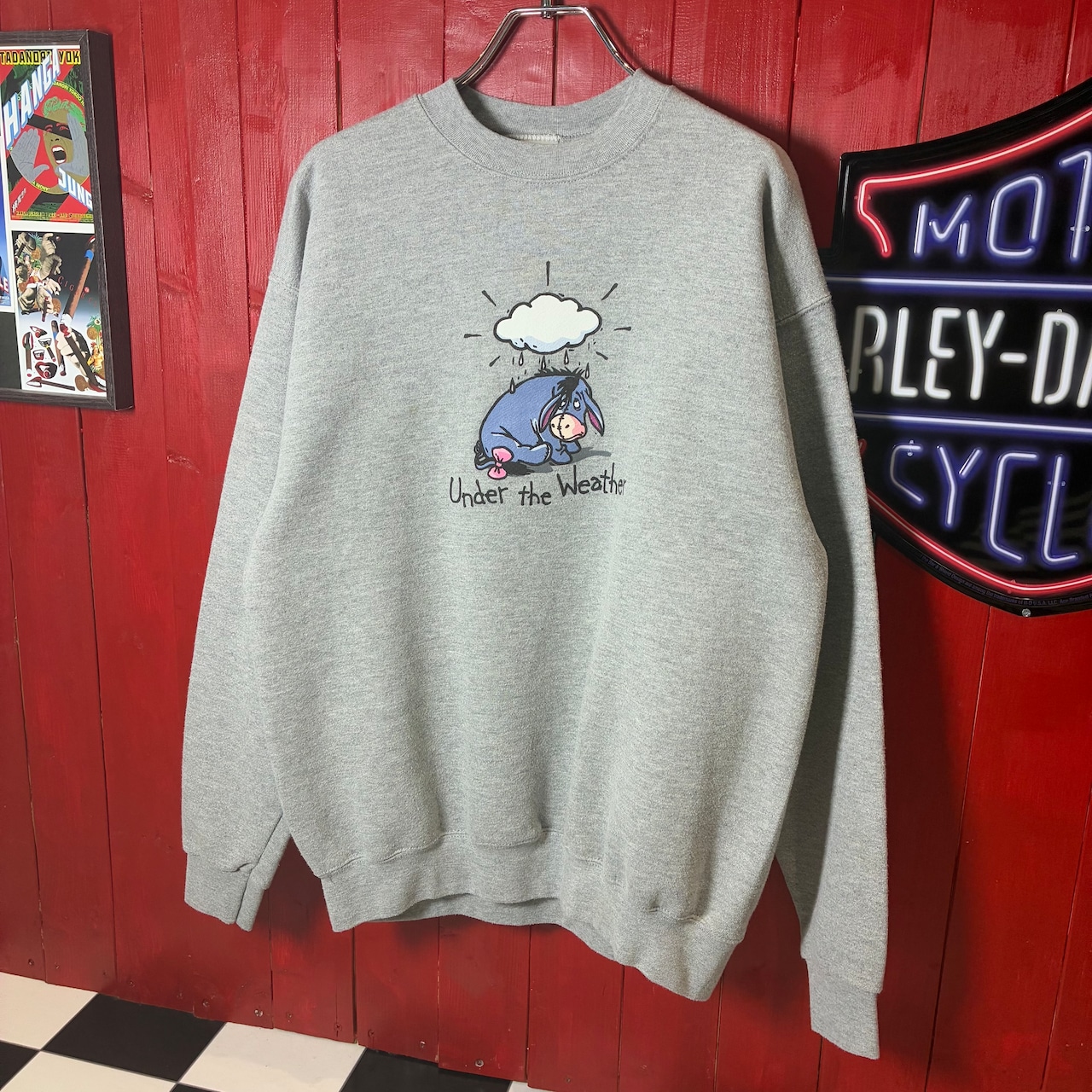 90s USA製　Winnie the Pooh イーヨー　キャラクタースウェット　グレー　M