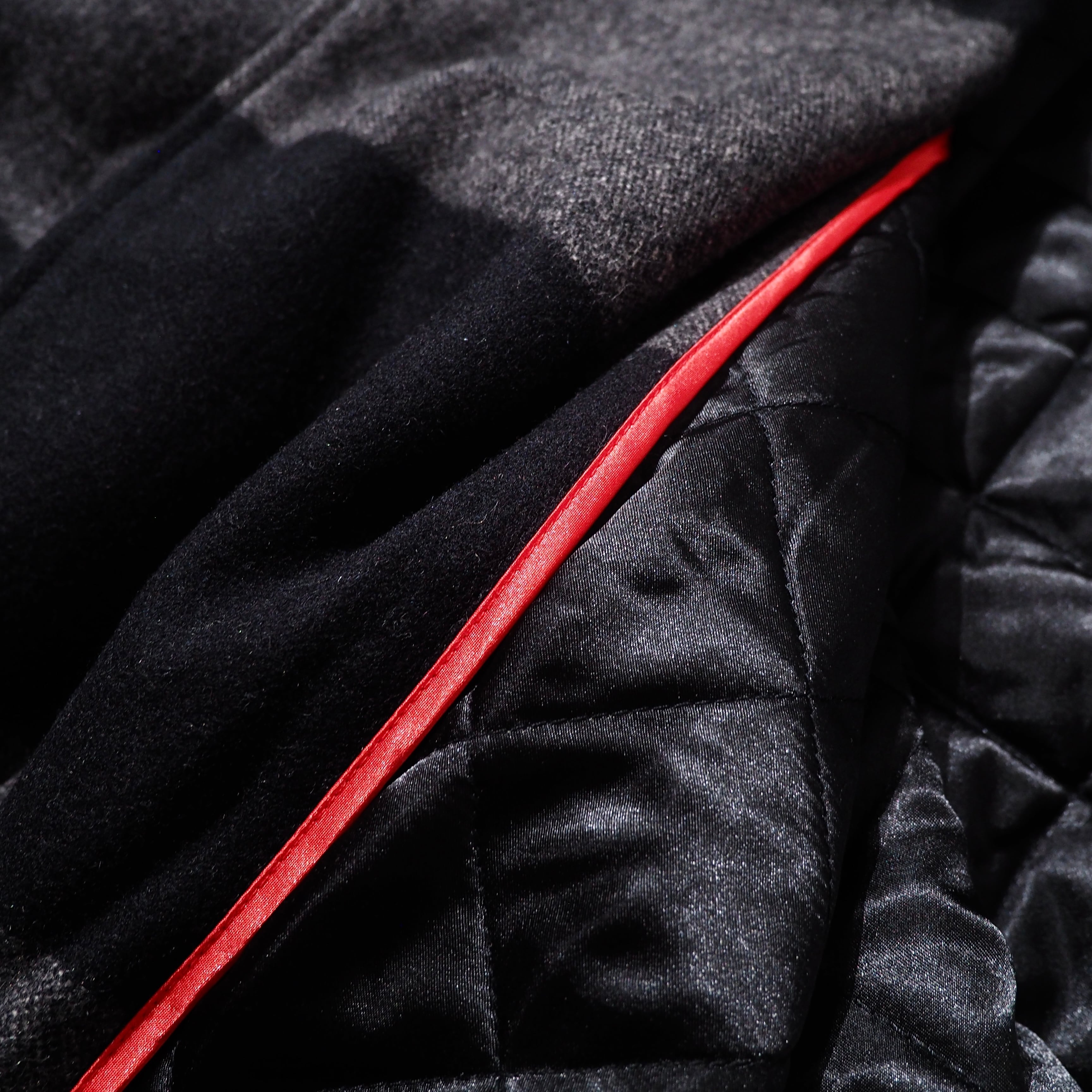 2000s " VOLCOM " Black × Dark grey Fat Border pattern wool Pea coat