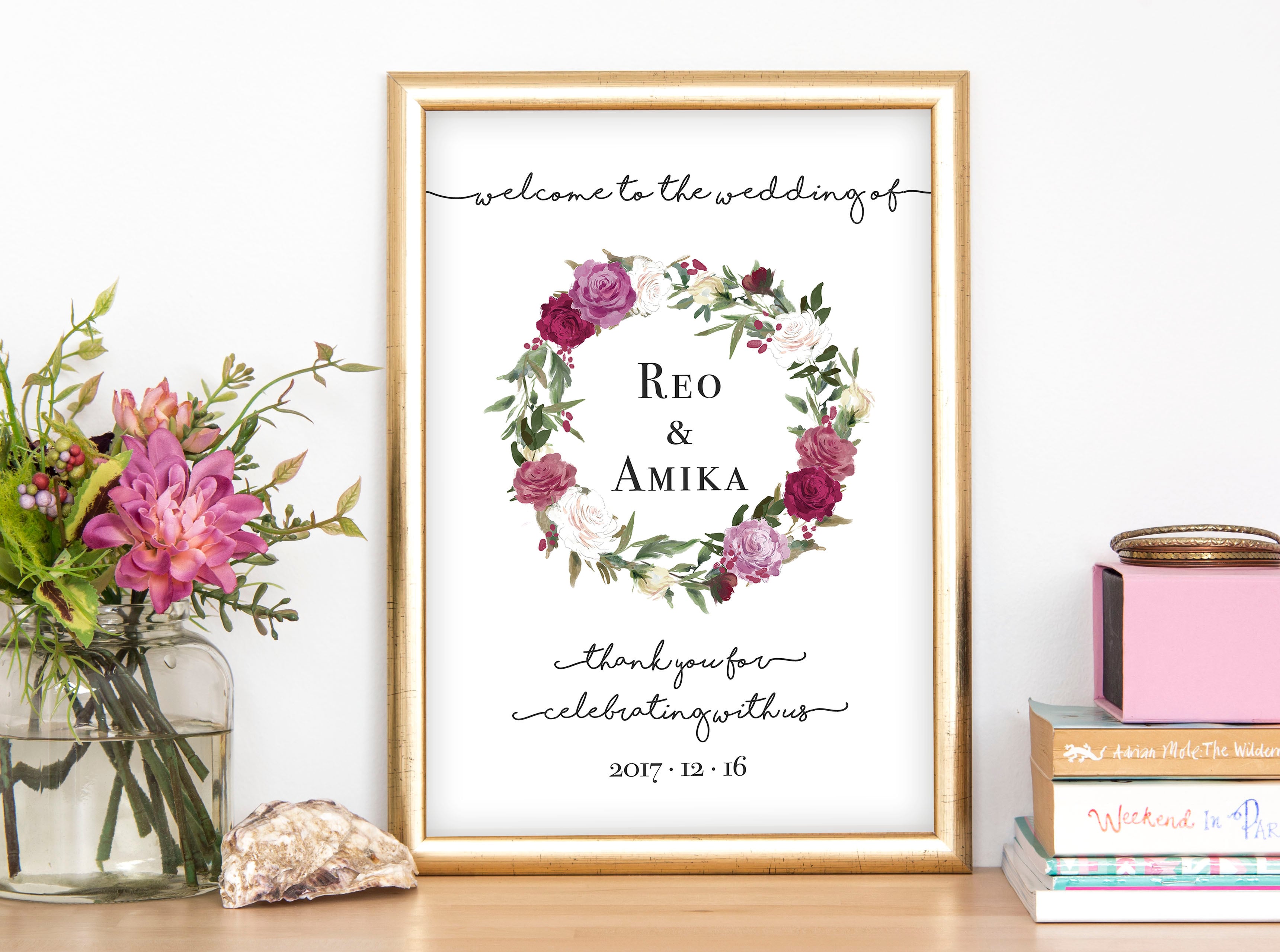 【ガーリーローズリース】オーダーメイドウェルカムボード