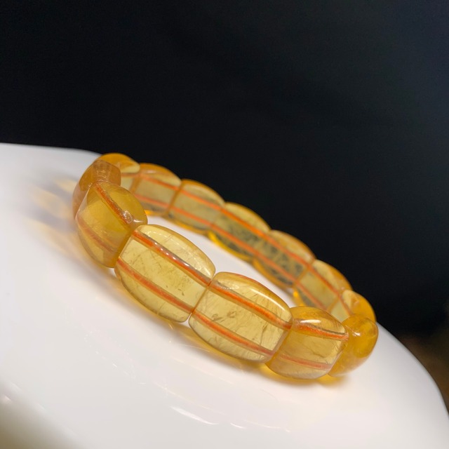 b157 イエローオレンジフローライトバングルブレスレット