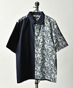 Garcon Wave Made in Japan Flower pattern separate design S/S shirt (NAV) GWS6903