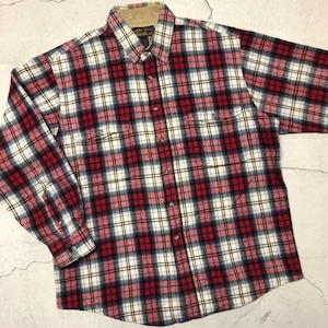 1980'S EDDIE BAUER RED CHECK WOOL SHIRT