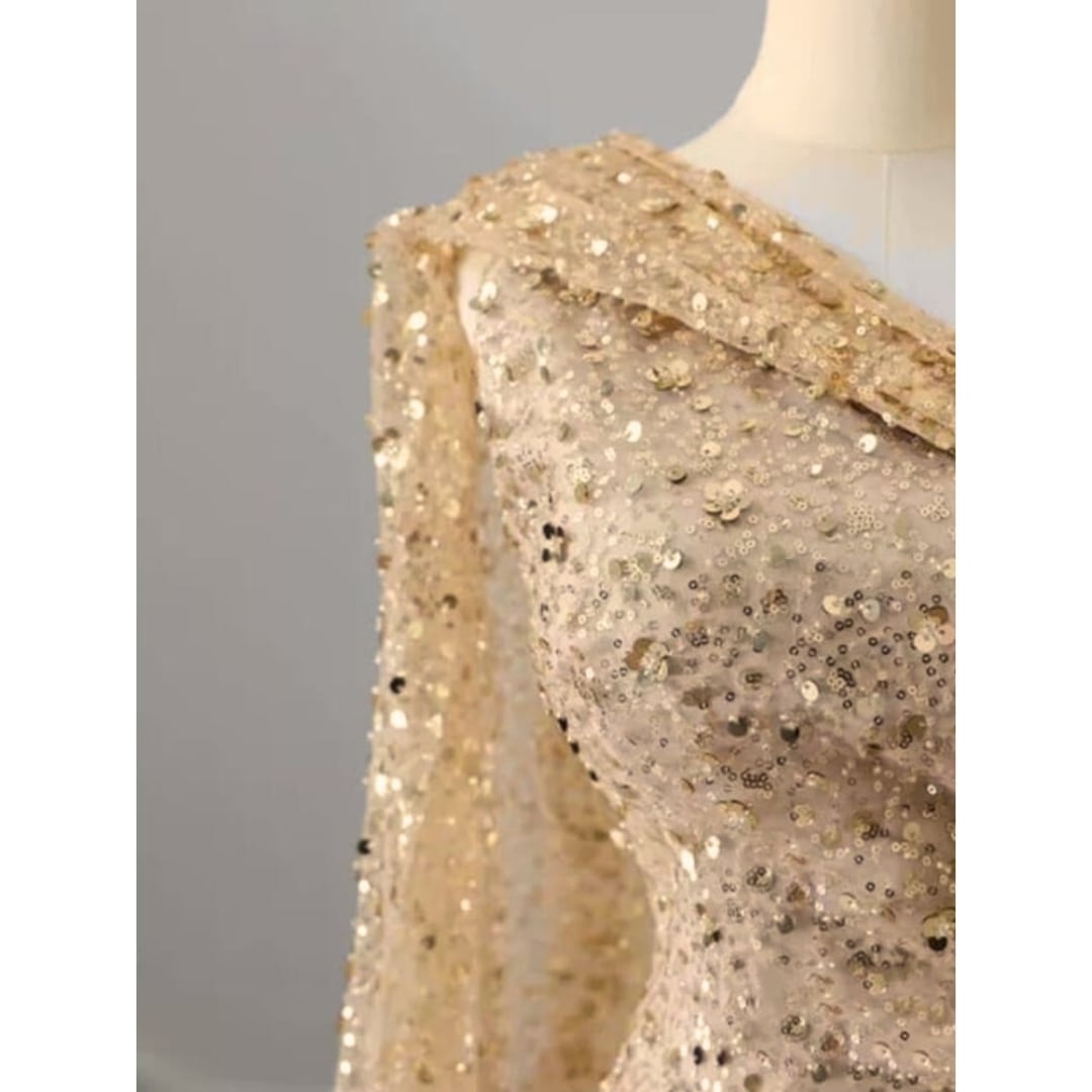 スパンコール ケープスリーブ ロングドレス D1386 スパンコール ケープスリーブ ロングドレス D1386 | 演奏会