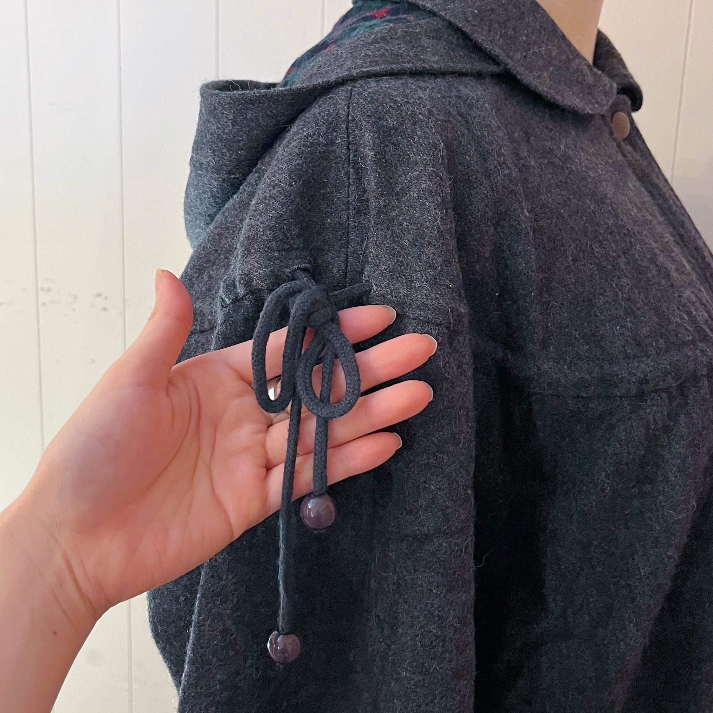 green check hoodie blouson