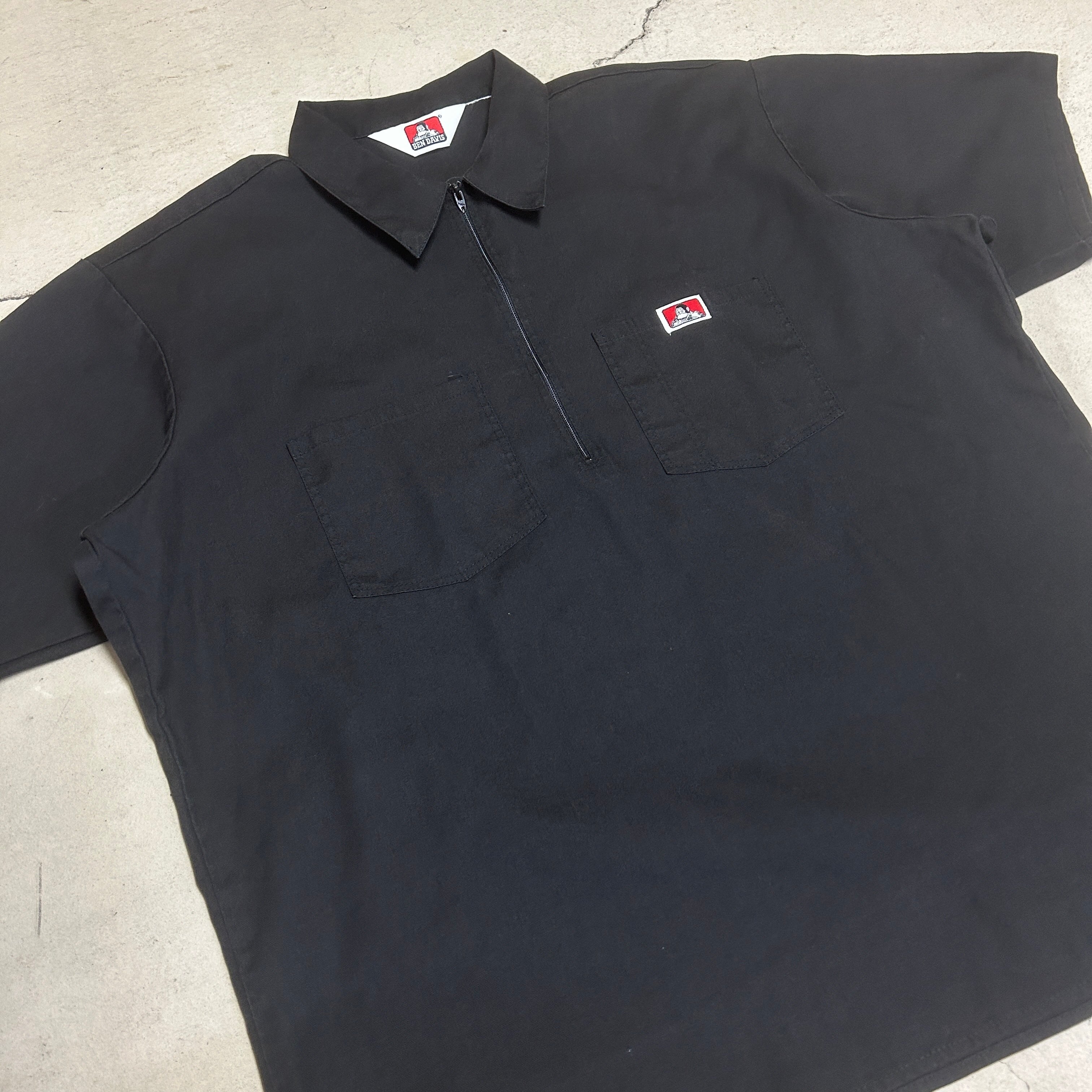 1980s BEN DAVIS HALF ZIP WORK SHIRT BLACK | safarionline