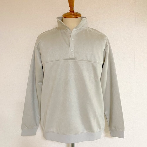 Suede Knit Stand Snap Pullover Ivory