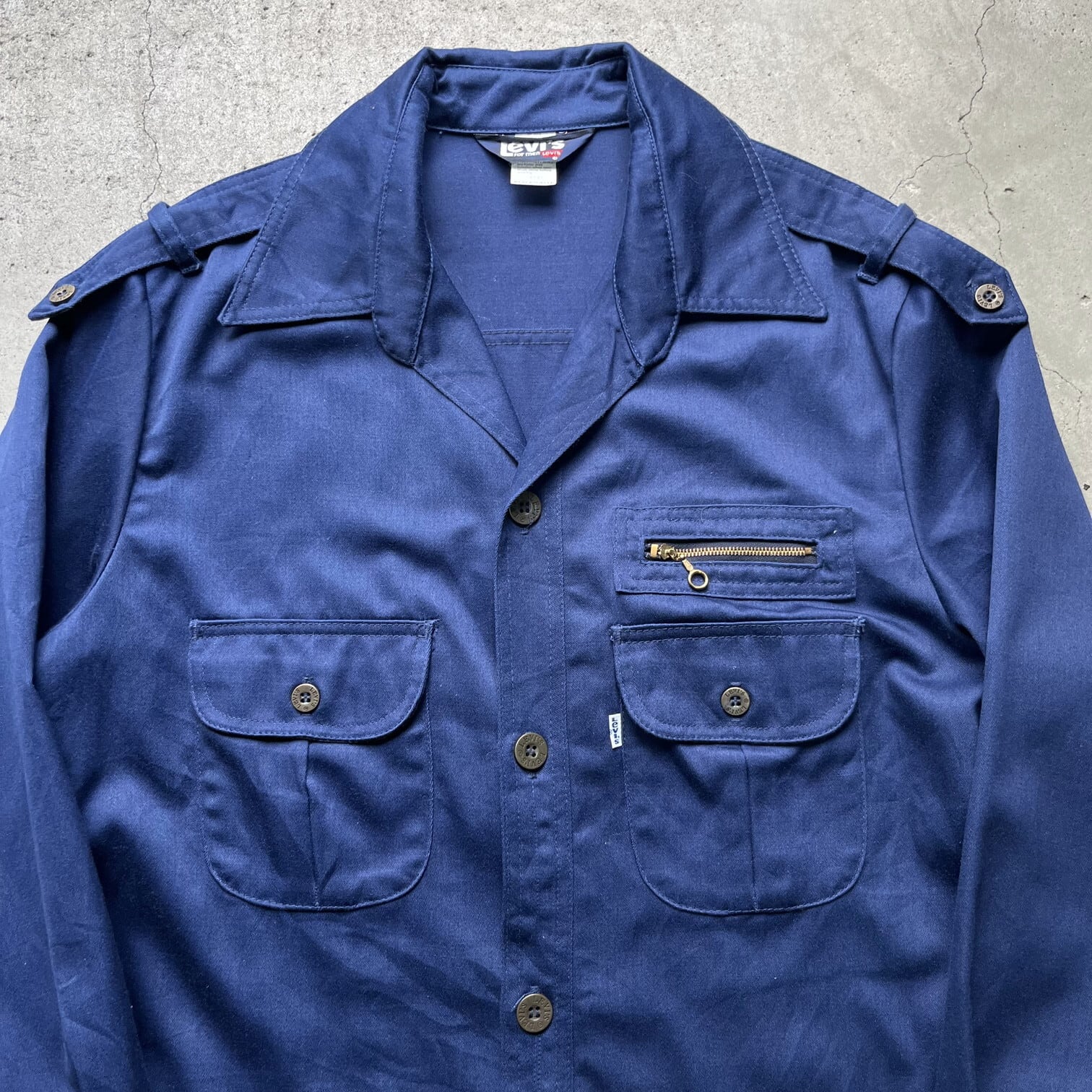 70年代 USA製 Levi's リーバイス 70586-6118 ポリエステル×コットン ワークジャケット メンズL 古着 70S ヴィンテージ  ビンテージ ネイビー 紺 チェーンジップ 【ワークジャケット】【NEW23】【AN20】 | cave 古着屋【公式】古着通販サイト