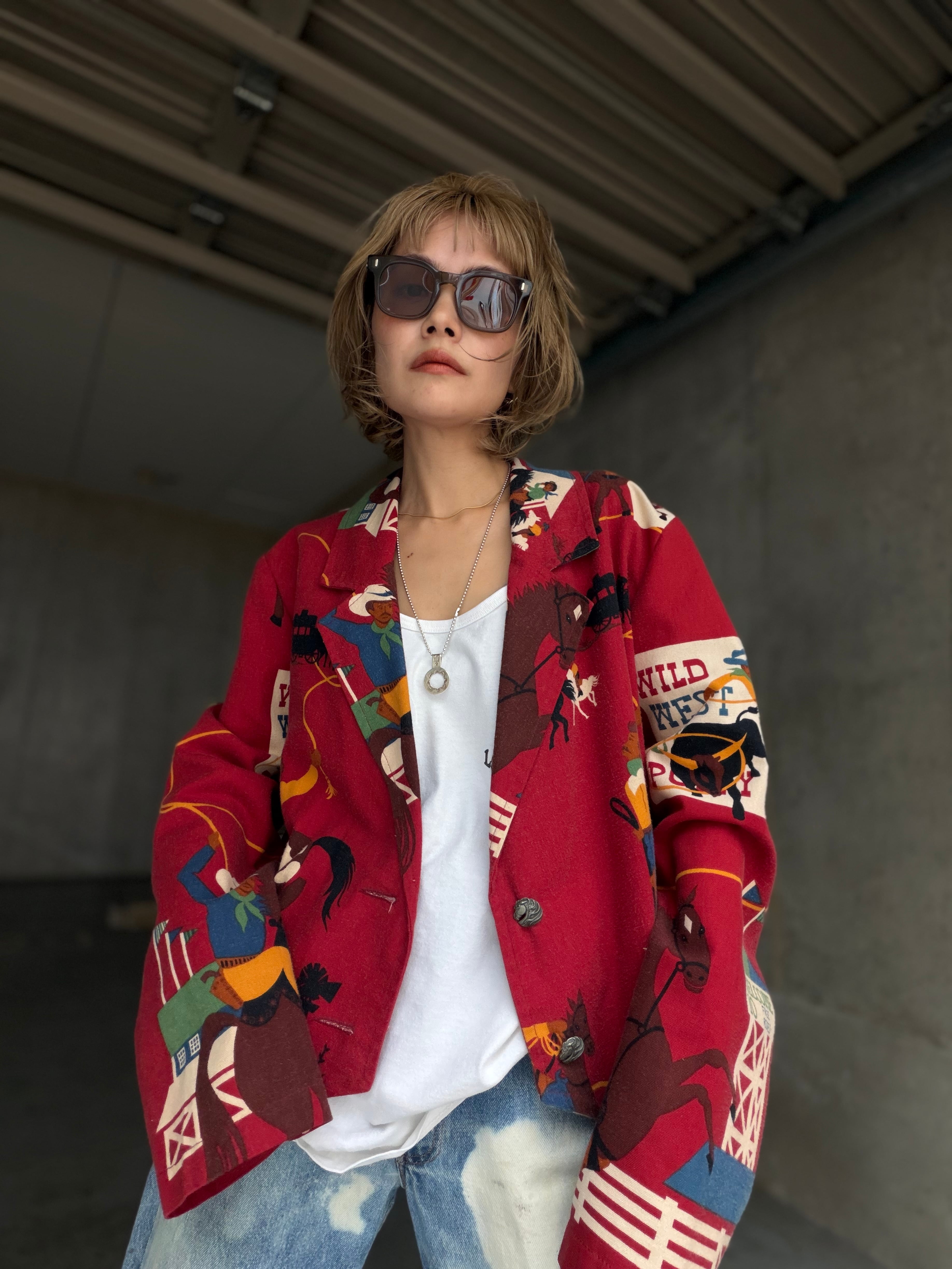 (OT1564)90’s Western tapestry jacket made in USA