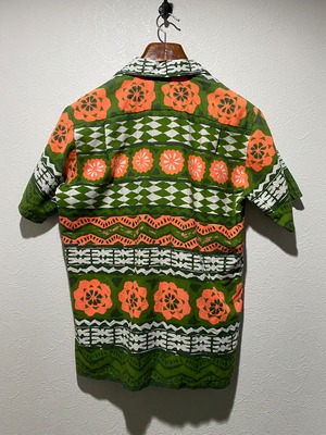 60s〜 kaikamahineカイカマヒネ ヴィンテージハワイアンシャツ アロハシャツ 古銭ボタン