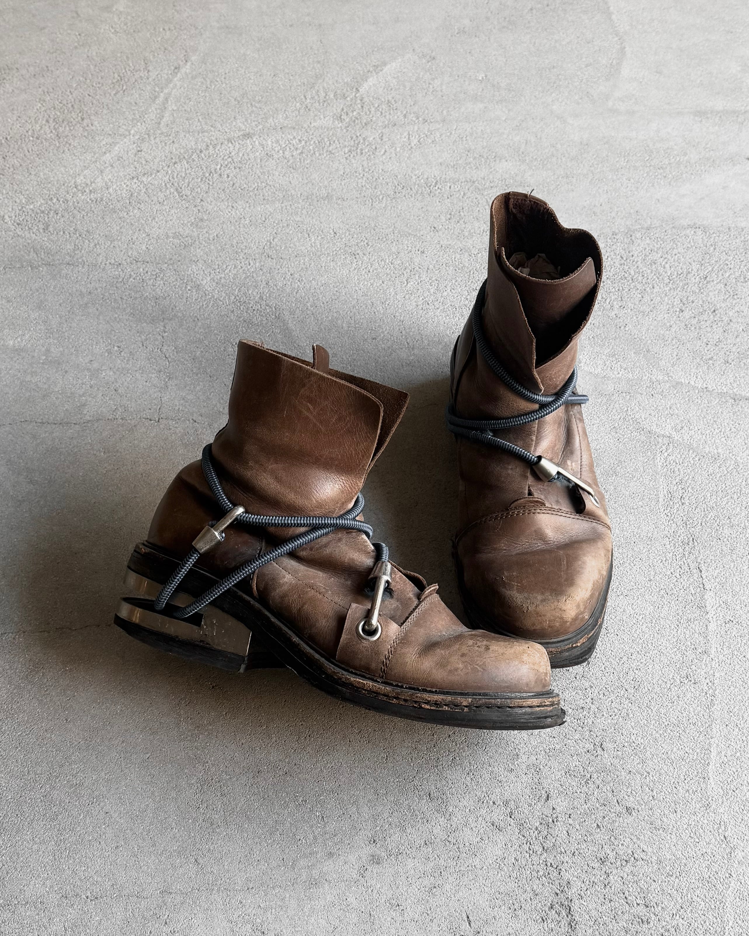 FW1996 Dirk Bikkembergs bungee cord metal heel boots | ether