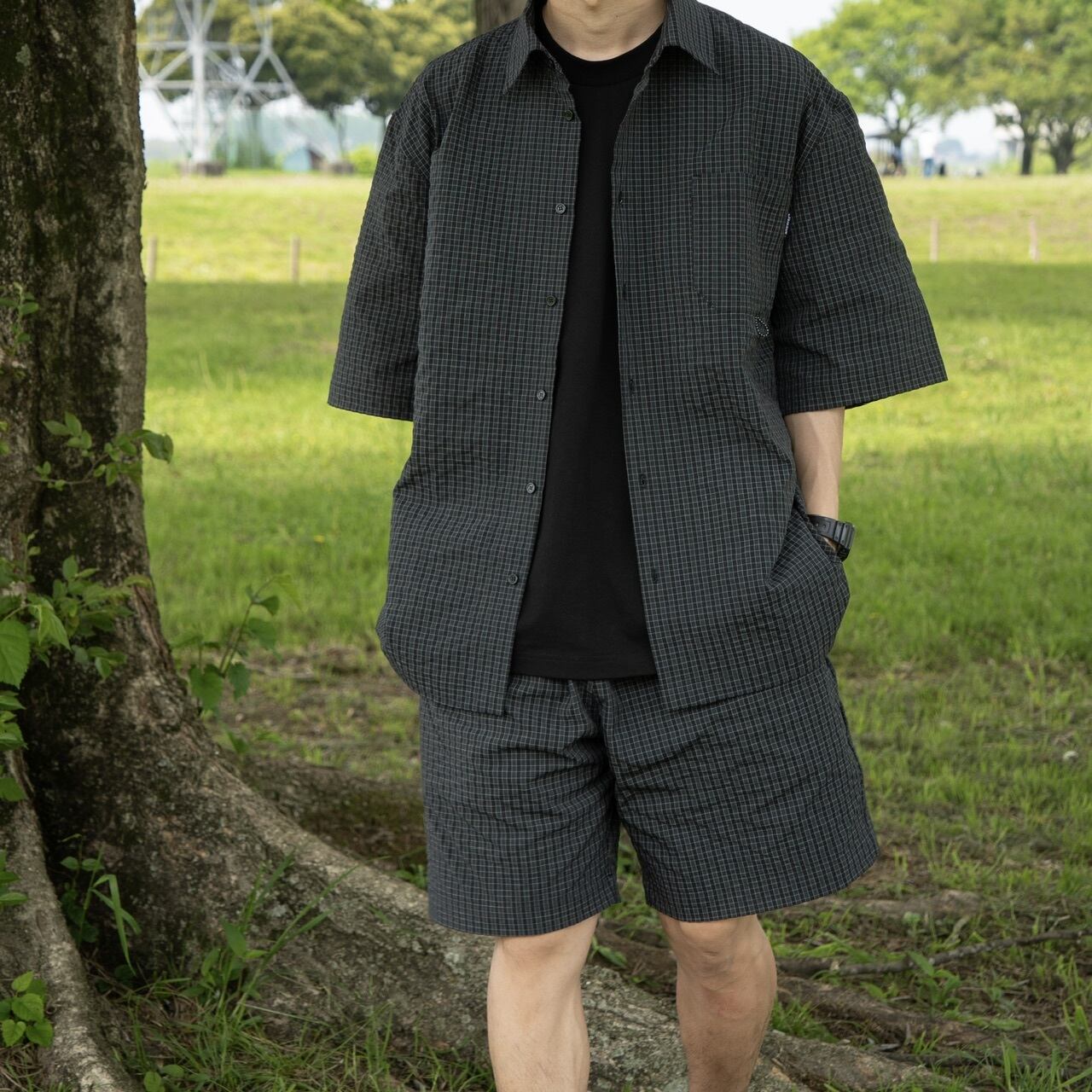 CHECK SHIRT BLACK | What's up?