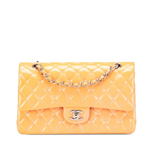 シャネル マトラッセ ココマーク チェーンショルダーバッグ オレンジ エナメル レディース CHANEL 【中古】