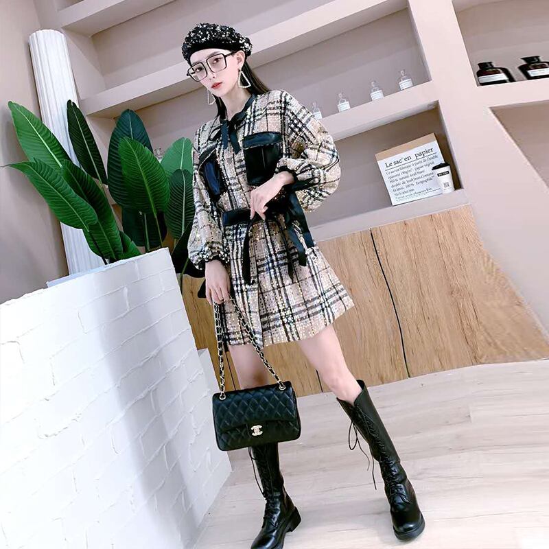 オータムスタイルベルト コート トップス ロング 大きめサイズ 秋物 ハーネス シルク ミックスインファッション19089029643