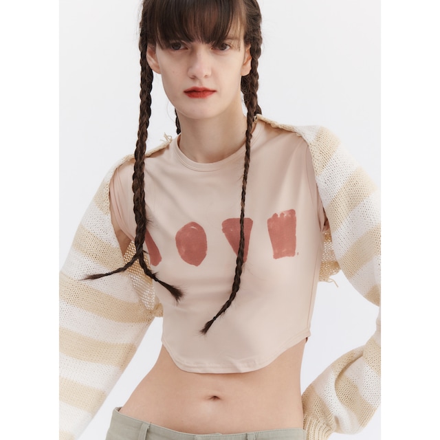 [TheOpen Product] STRIPE BOLERO KNIT TOP, BEIGE 正規品  韓国ブランド 韓国ファッション 韓国代行 韓国通販 ボレロ  ニット