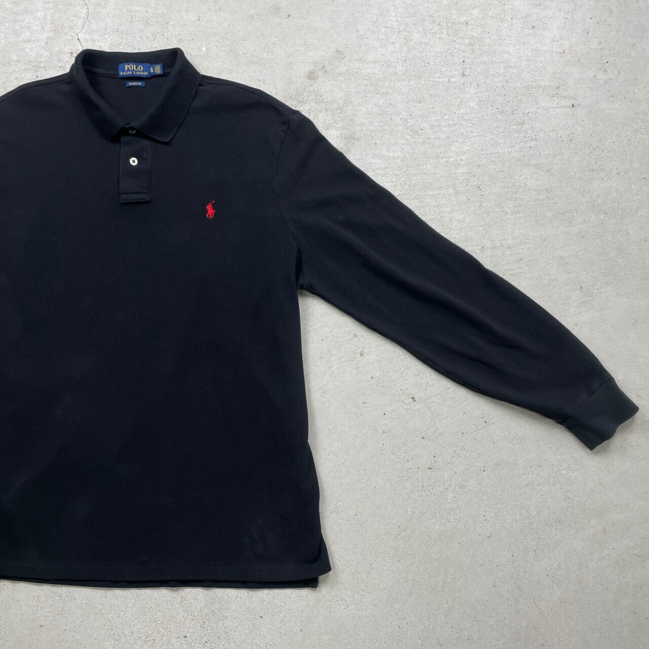POLO ブラック 長袖ポロシャツ　タグ付き Polo Ralph Lauren ポロラルフローレン 長袖ポロシャツ 鹿の子 メンズ