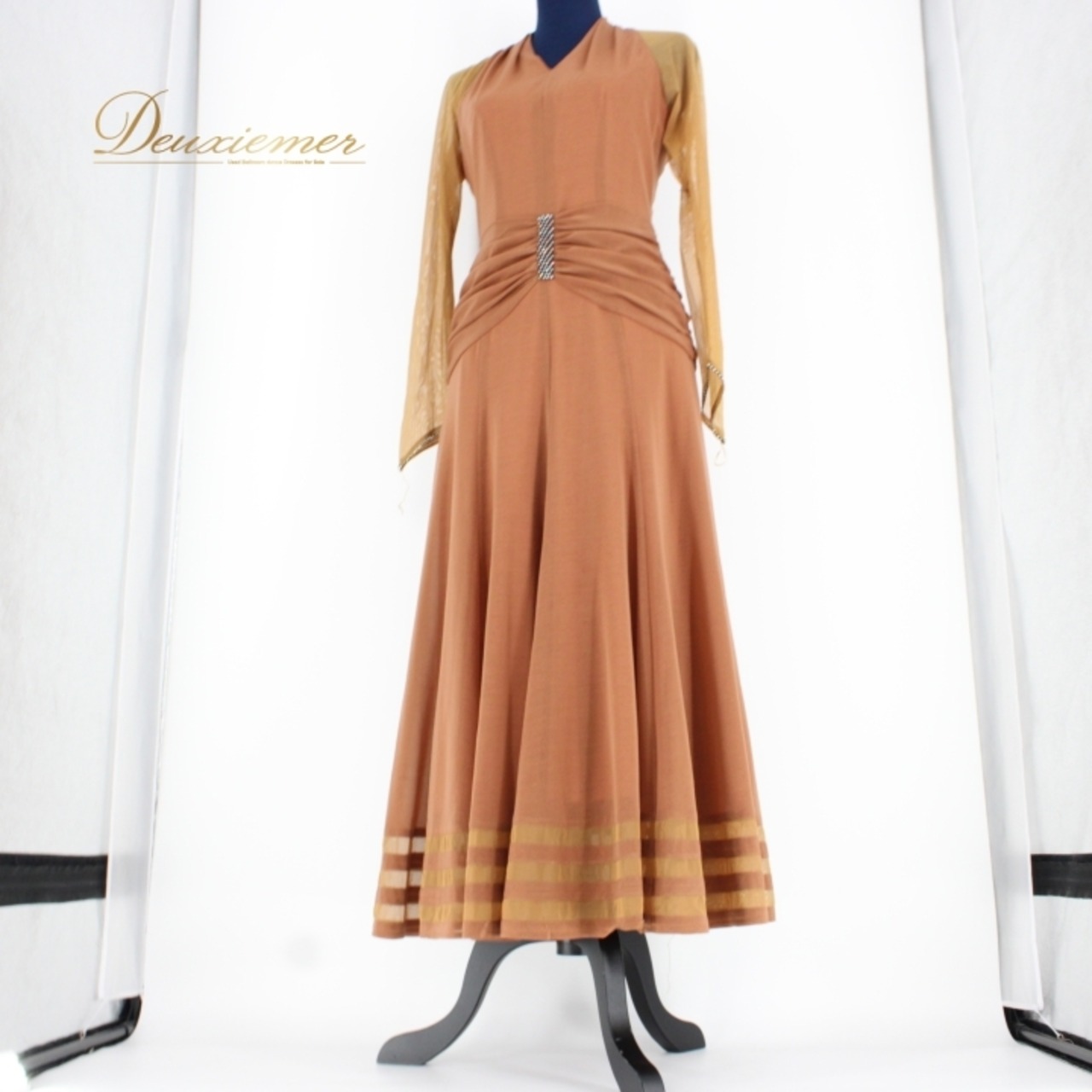 社交ダンス 衣装 スタンダード ドレス ワンピース レッスンウェア パーティ衣装 女性用 オールシーズン ブラウン系 Fantasy ファンタジー 茶色 レース ラインストーン 落ち着き ライトブラウン 体型カバー スイングダンス 講習用 結婚式 発表会 レディース おしゃれ 優雅 高品質 ラインストーンアクセサリー 軽量 動きやすい フォーマルドレス