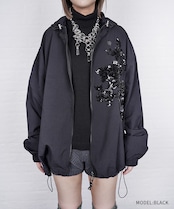 【直営店限定ITEM】レース×パッチルーズジップフーディー (BLACK) CQ-47125H