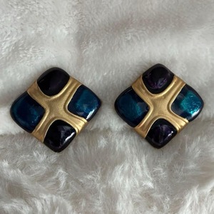 ヴィンテージ　ブルー　イヤリング　#555