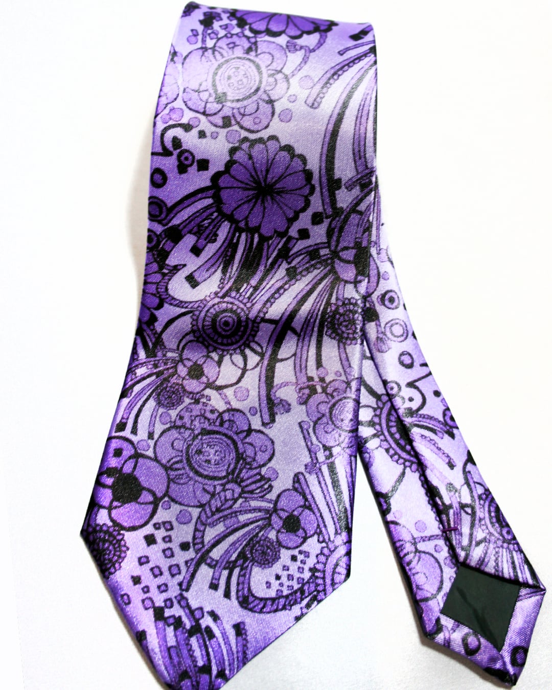 mushroomネクタイ【一点物】【個性派】【和柄シリーズ】パープル