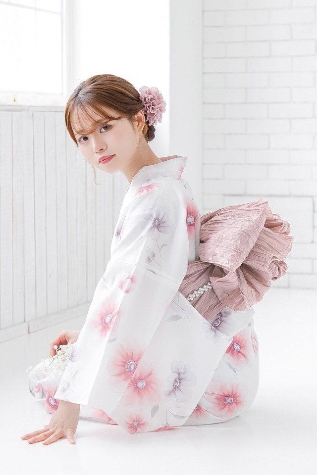 【isakoさんコラボ】浴衣4点セット桃花色のポピー花あそび
