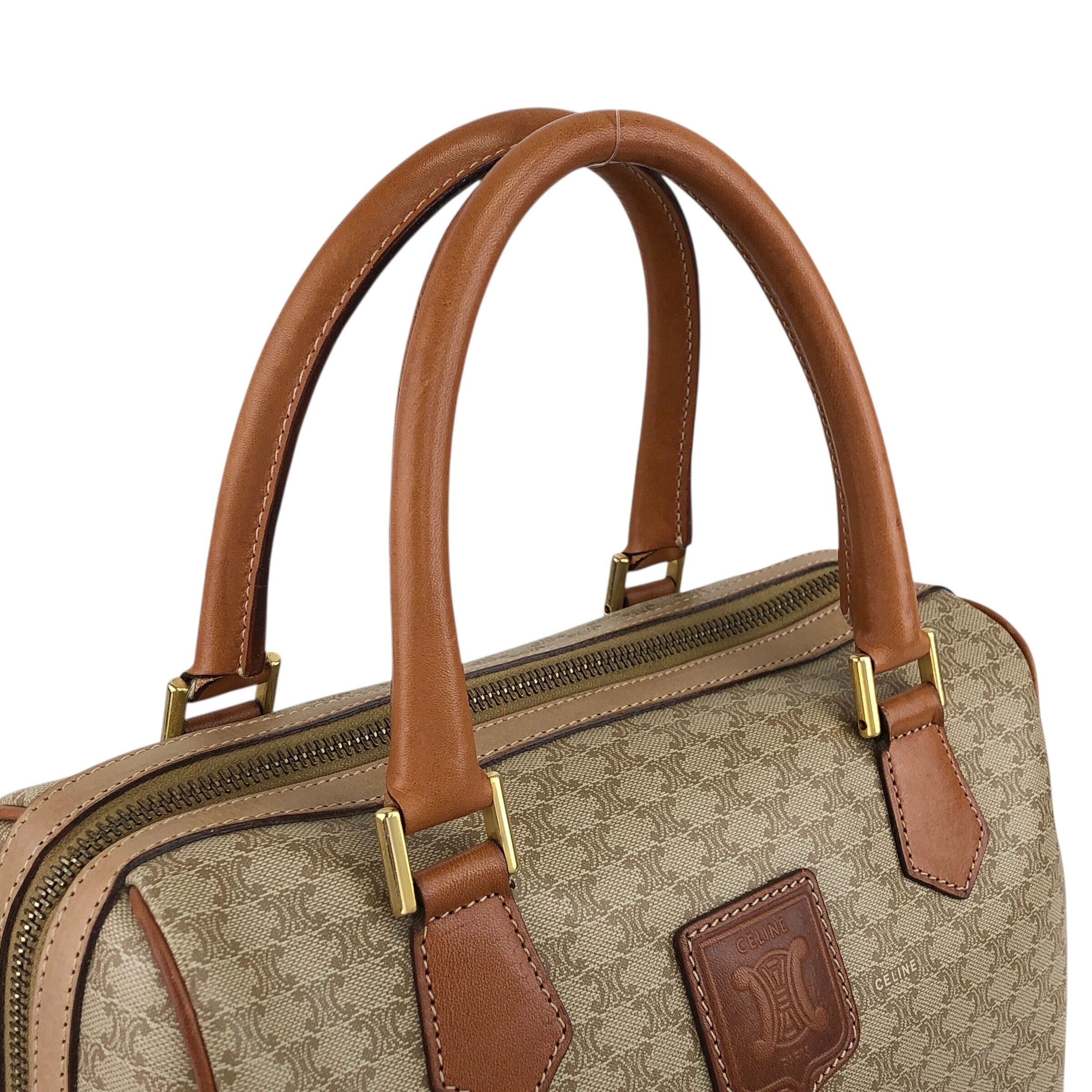 CELINE セリーヌ マカダム ハンドバッグ ベージュ ブラゾン型押し PVC