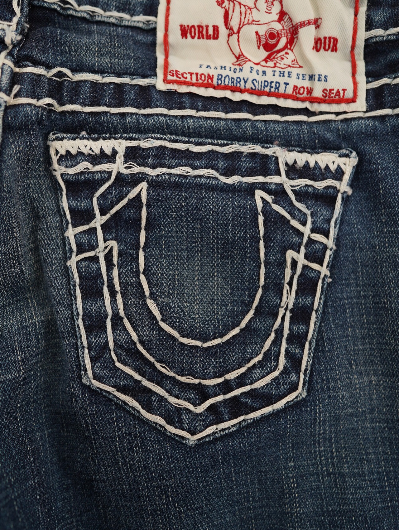 low waist stitching denim pants