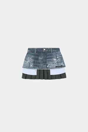[ANDERSSON BELL] PAINTED DENIM LAYERED MINI PLEATS SKIRT apa884w(BLUE) 正規品 韓国ブランド 韓国通販 韓国代行 韓国ファッション ANDERSSONBELL アンダーソンベル 日本 店舗