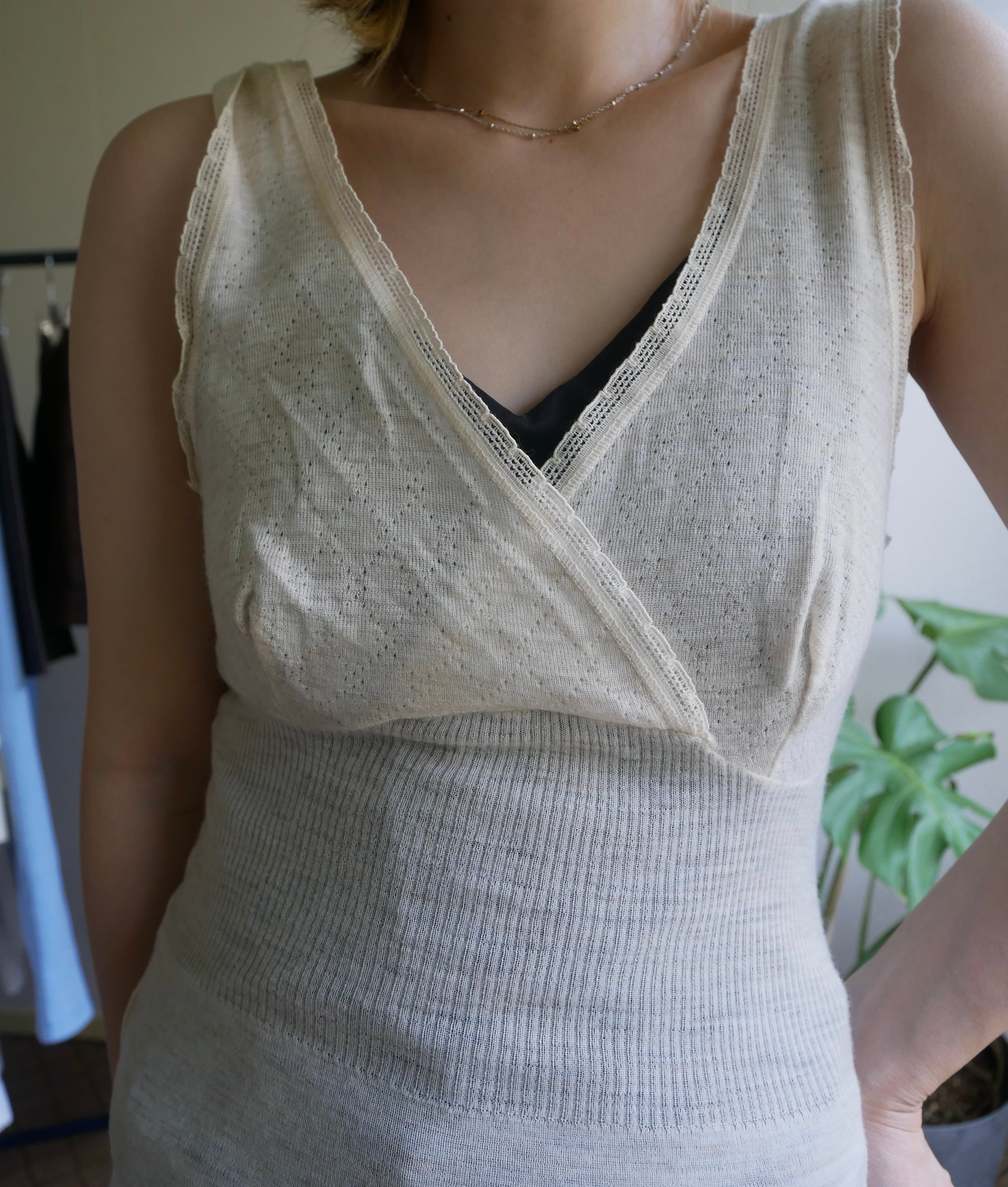 70s Italy "RAGNO" Wool Knit Crossover Top