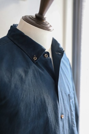 【新品】SUNSHINE＋CLOUD 泥藍染 MINTENS限定品 Mud indigo dyeing  B.D OXFORD SHIRTS BIG SIZE  WEST ／ サンシャインプラスクラウド 別注品 ウエスト ボタンダウン オックスフォードシャツ ビッグサイズ インディゴブルー サイズ3（L~XL）日本製