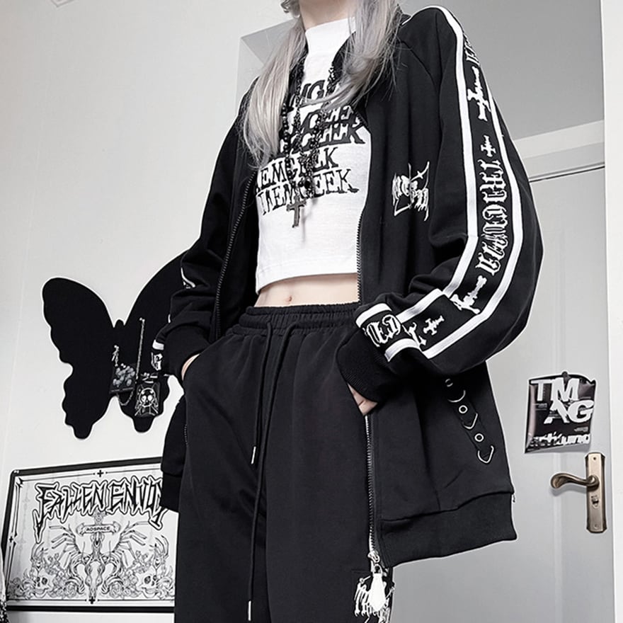 地雷服 ZIP 長袖 病み可愛い スカル パンクファッション｜SEASONZ
