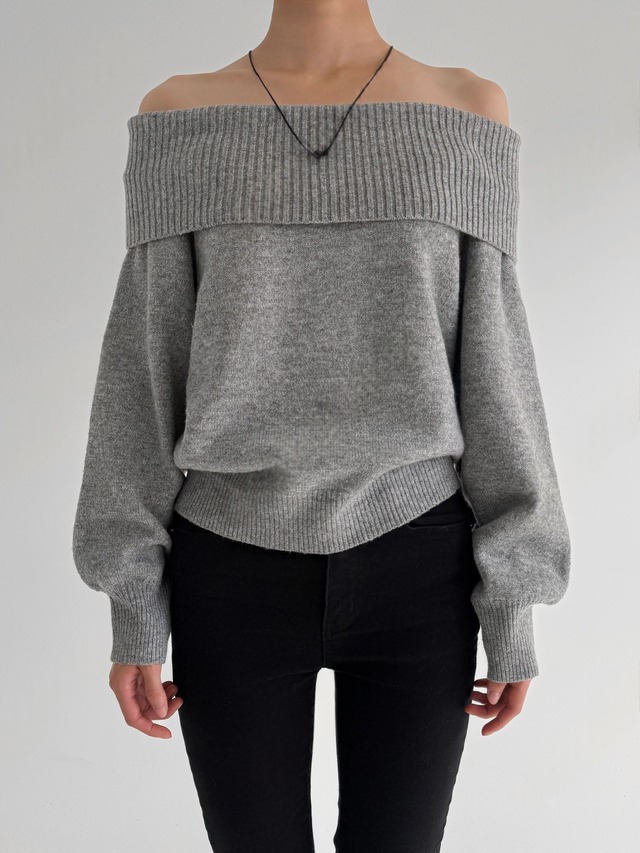 Off-Shoulder Rib Knit