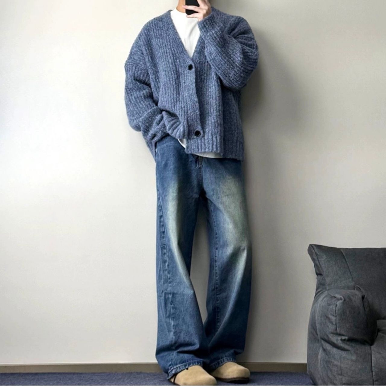 ル​​ーズショートニットカーディガン　1030