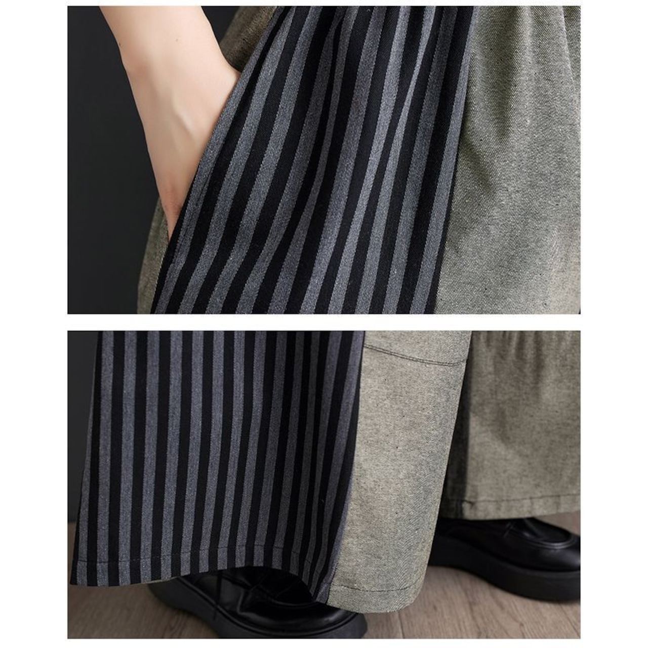 パネルデザイン クロップド ワイドパンツ 00076