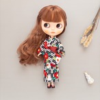 【夏限定】浴衣セット（黒モダン帯赤）リカちゃんネオブライス