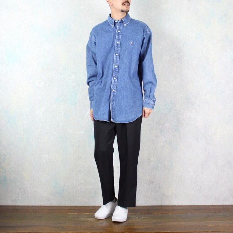 Ralph Lauren ボタンダウンコットンデニムシャツ【FF-3372】 | cv
