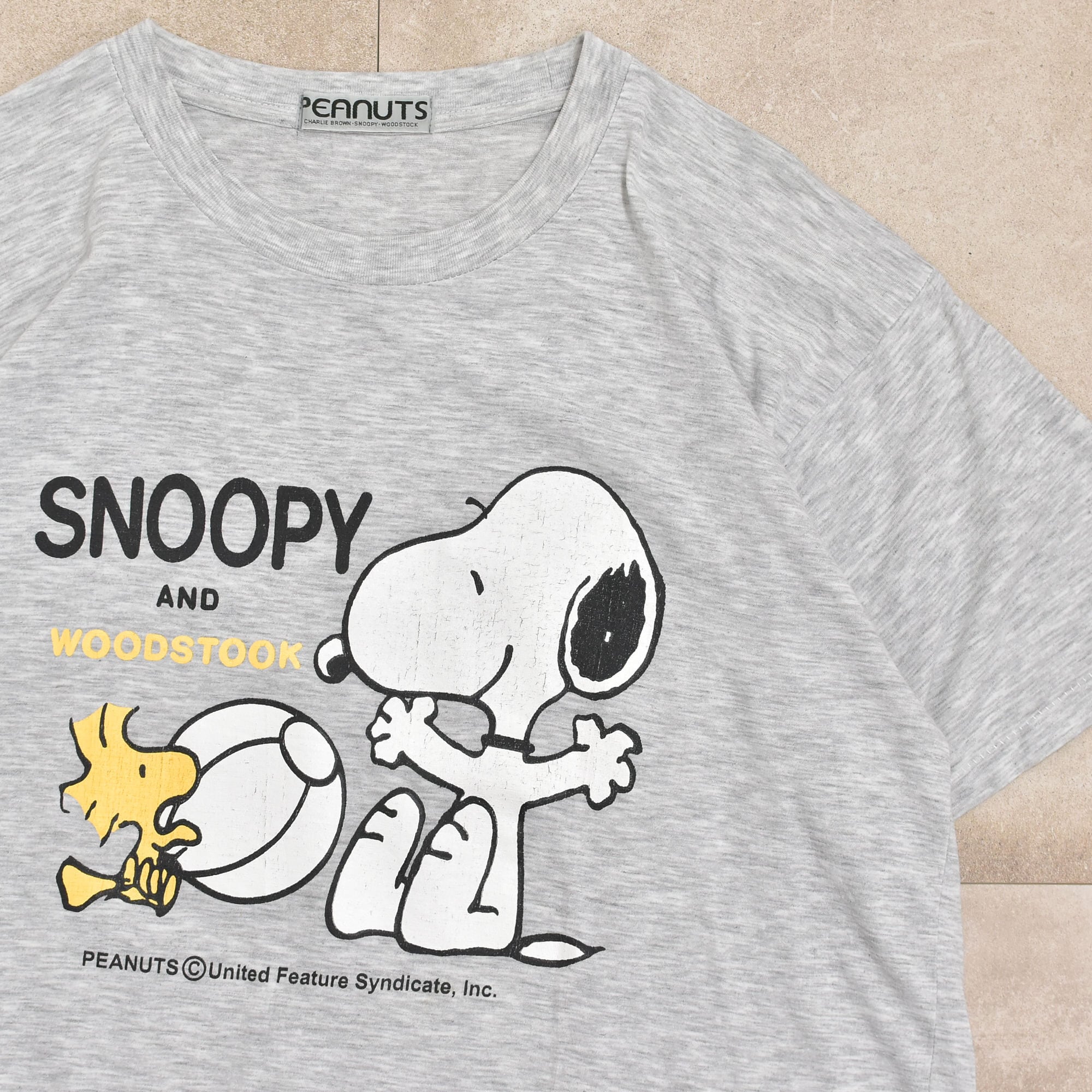 90s ヴィンテージ PEANUTS SNOOPY スヌーピー Tシャツ グレー