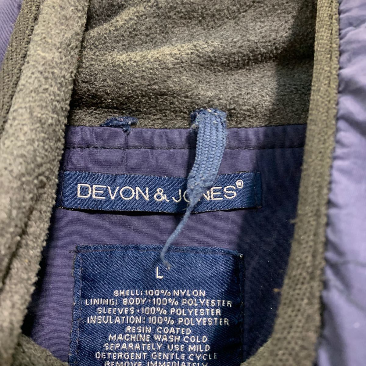 DEVON&JONES ジップアップ ナイロン ジャケット L ネイビー ブラック ホワイト 古着卸 アメリカ仕入 a601-5074