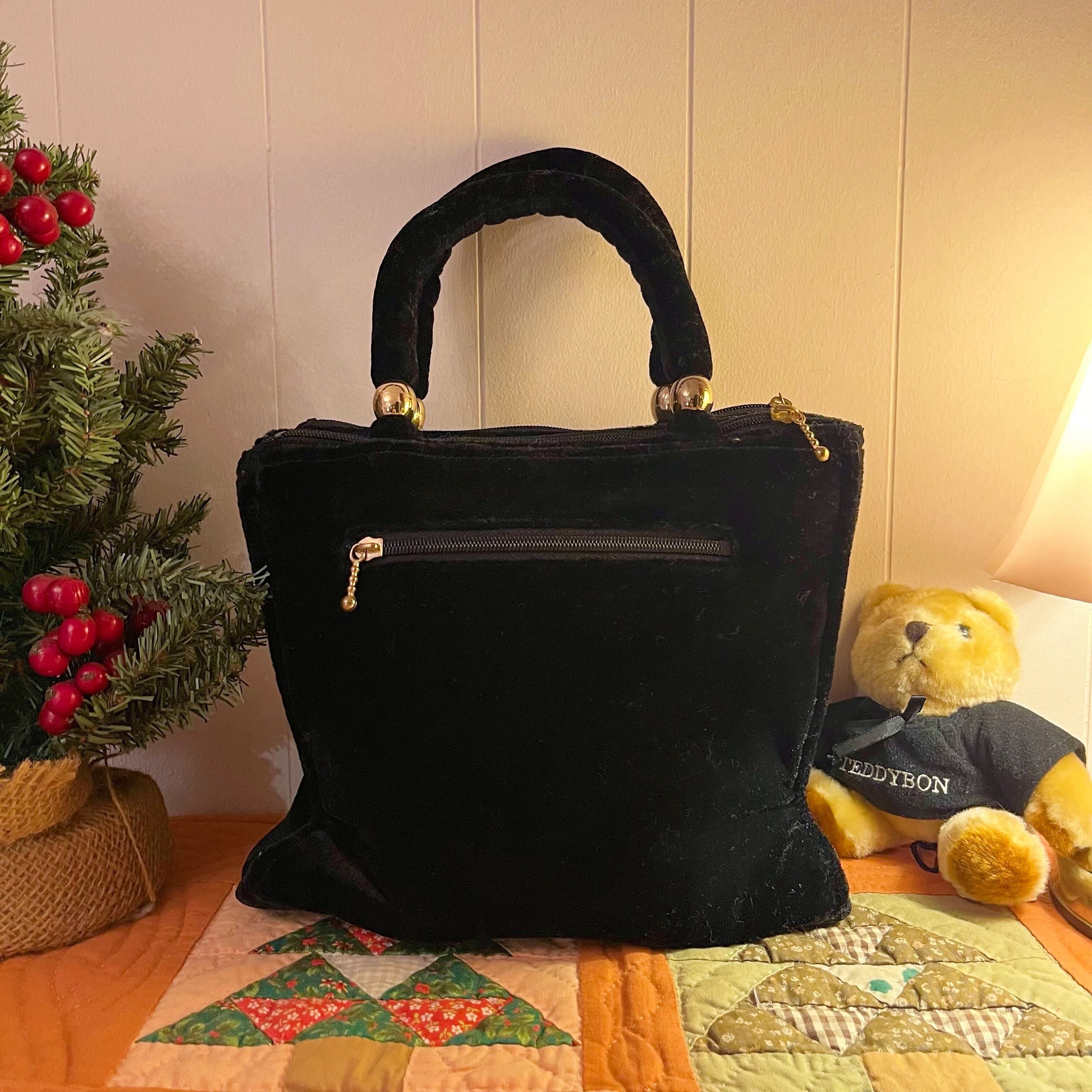 leaf velours square hand bag