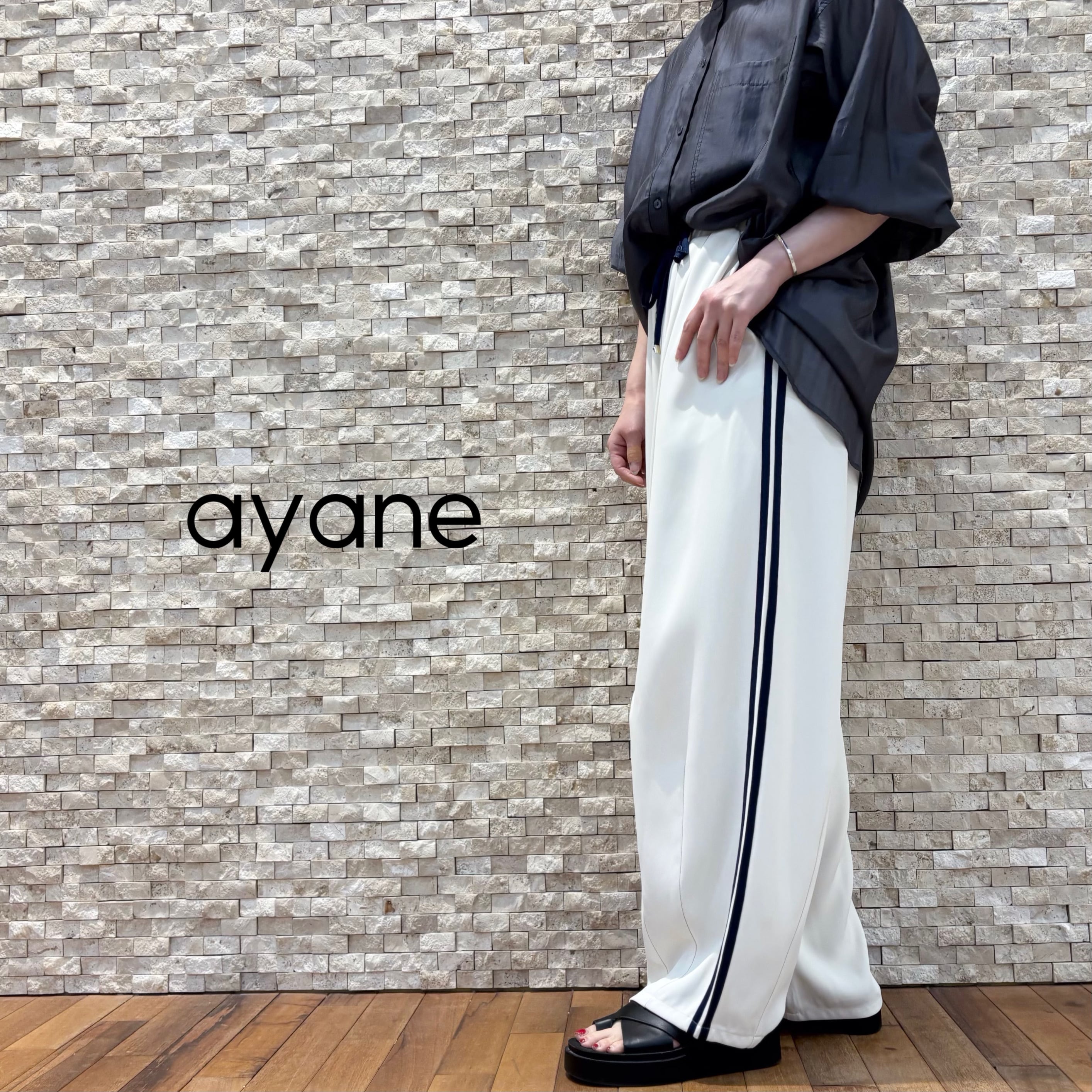 【ayane】サイドラインバレルレッグパンツ(855749)