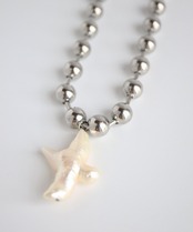 クロスパールボールチェーンネックレス／024030