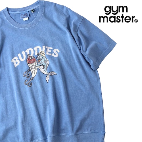 gym master ジムマスター BUDDIES ピグメント加工 ビッグシルエットTシャツ 6.2oz ヴィンテージ風 グラフィックTEE オーバーサイズ メンズ レディース G733788 ブルー