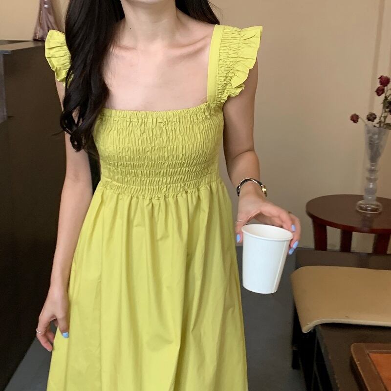 スリーブドレス サマースリムウェストスカート 夏物 ビッグFスモールZ韓国25042042106