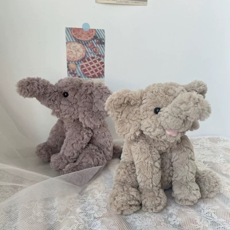 ふわふわ象ぬいぐるみ 赤ちゃんファーストトイ 22cm ベージュ グレー