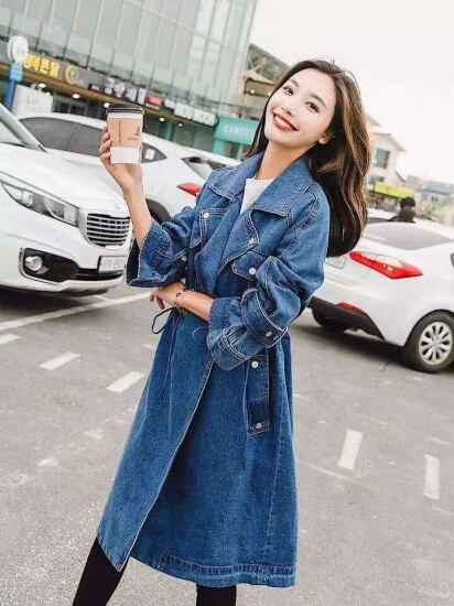 サイド紐付きデニムロングカーディガン