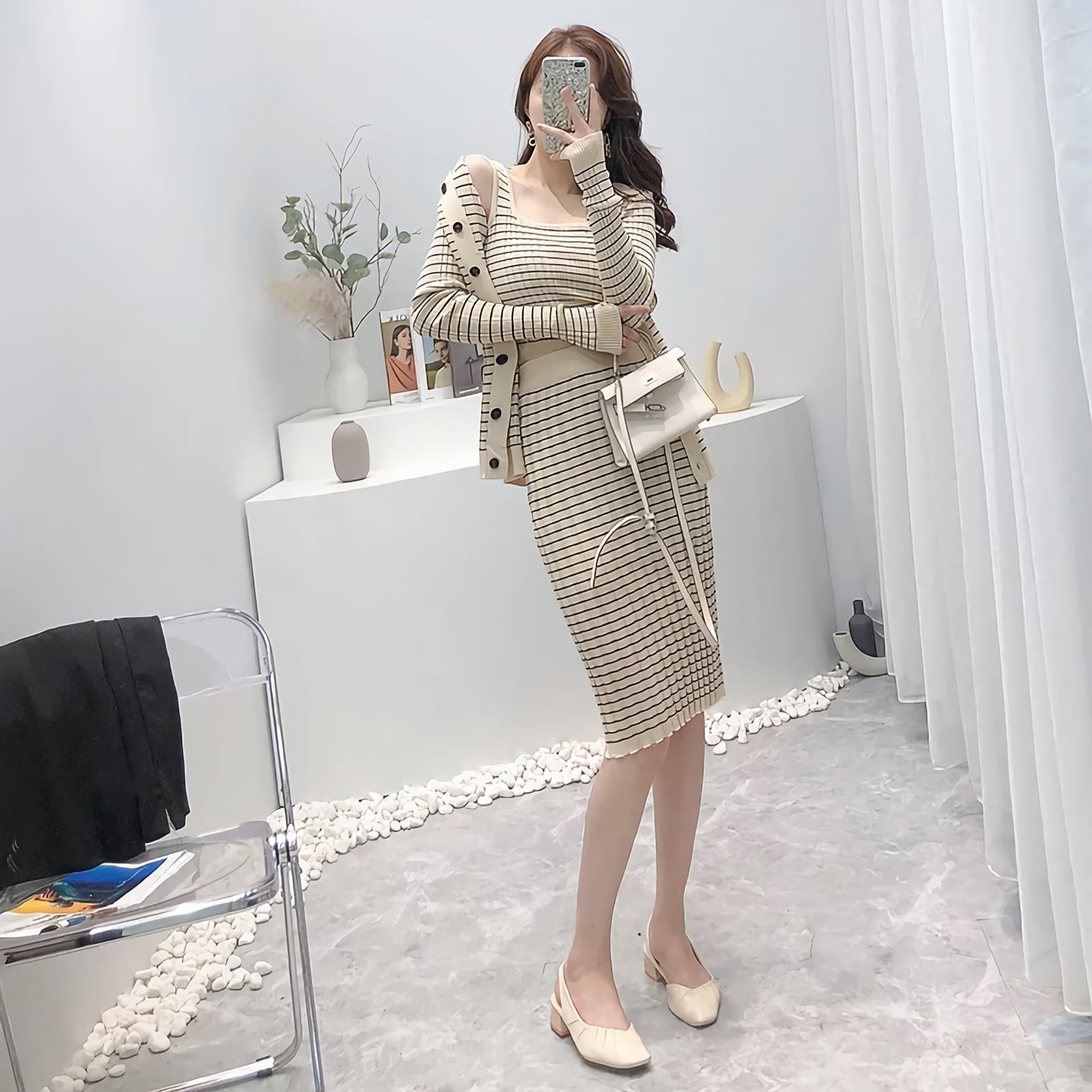 【boohoo】OPEN STITCH ストライプ ニット セットアップ ボーダーニットセットアップ | chouchou