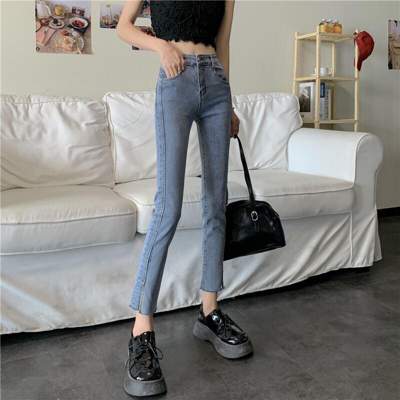 スキニージーンズ レディースサマーストレッチハイウェストウェストパンツ 薄手 エラスティック 伸縮 夏物 クレセントシティ4642516747