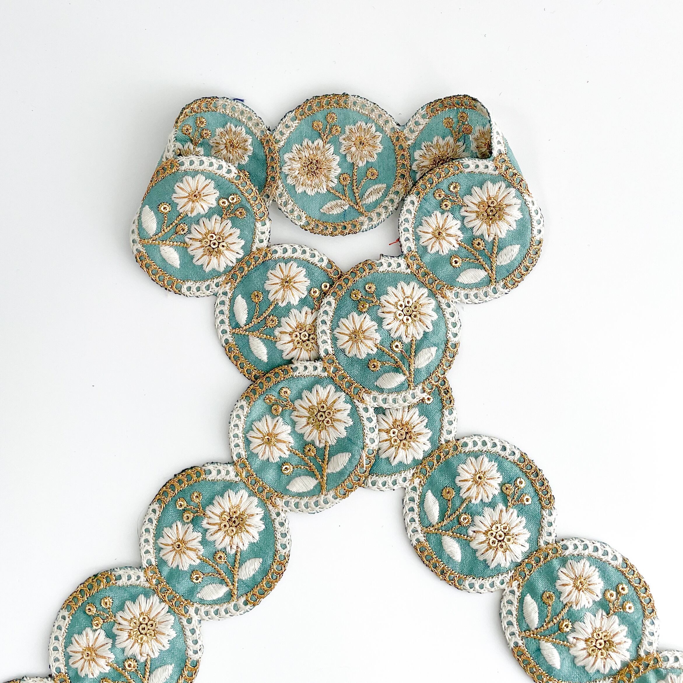 大人可愛いリボンヘアゴム☆インド刺繍リボン×ペタシャムリボンP507