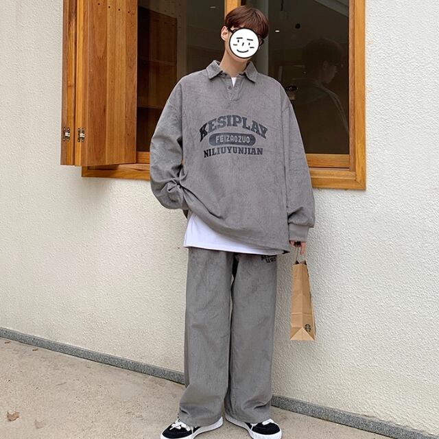 予約販売】メンズ セットアップ 上下 コーデュロイ ブラック ベージュ