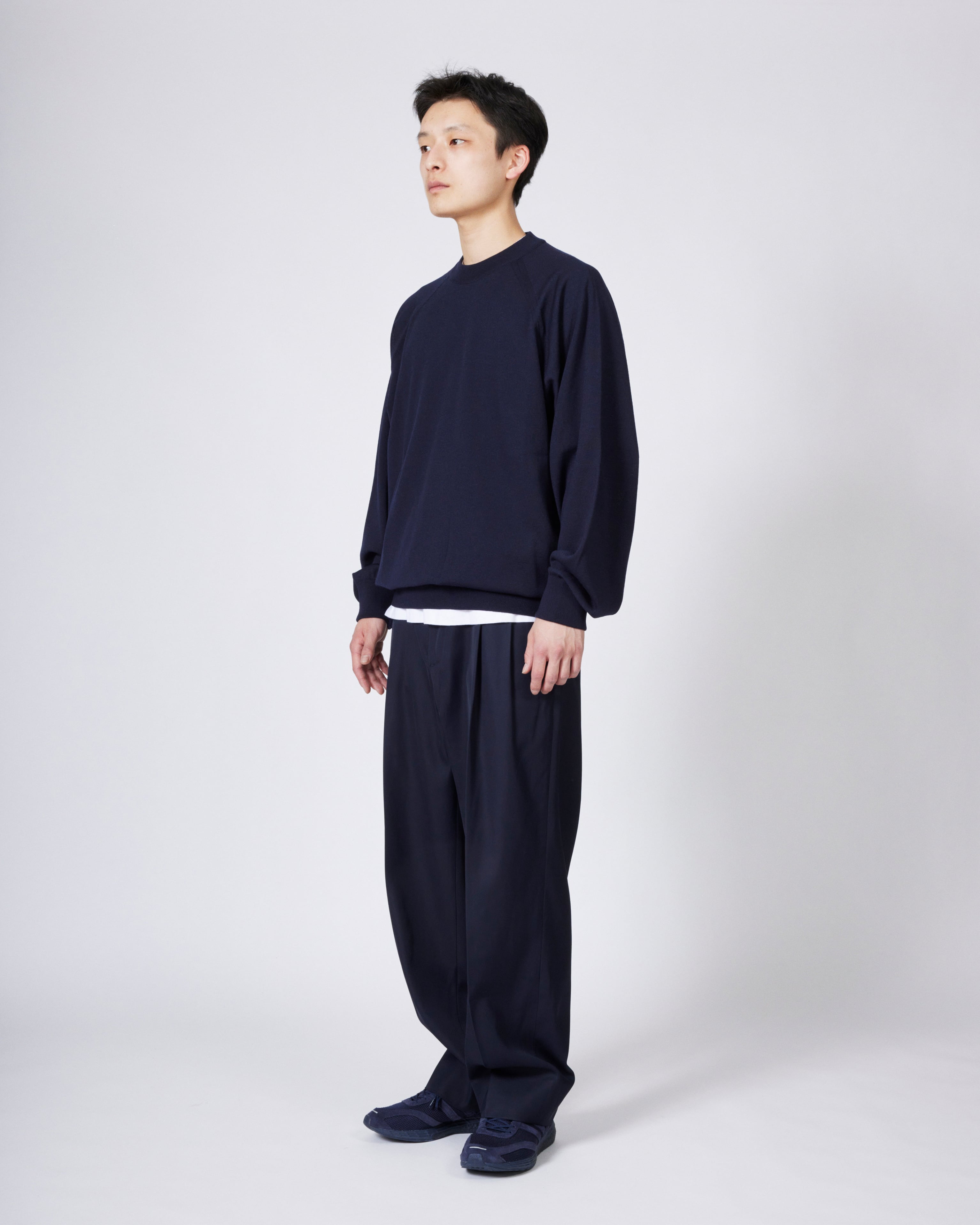 everyone two tuck wide twill trouser (NAVY) | everyone