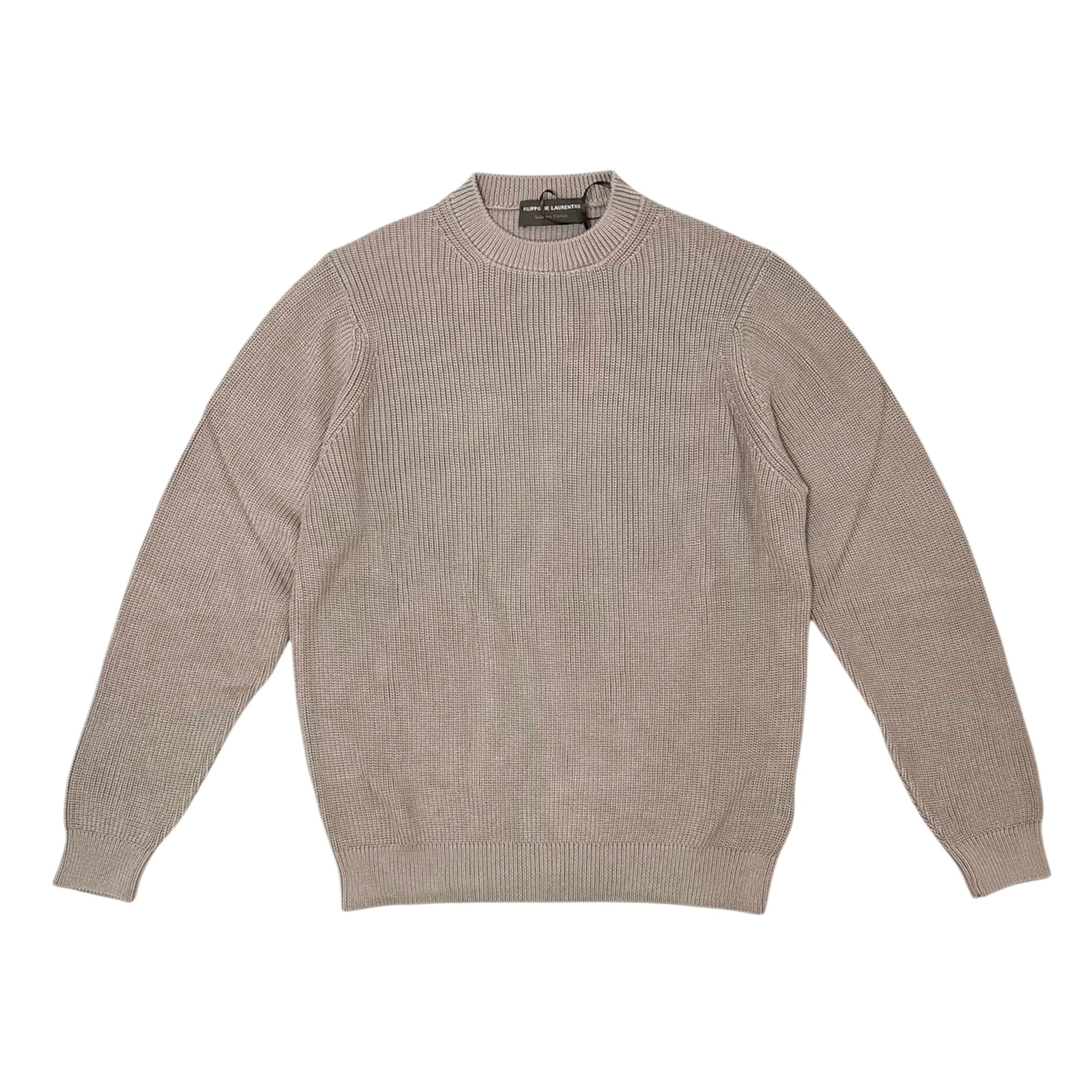 FILIPPO DE LAURENTIIS(フィリッポ デ ローレンティス) 7Gauge Cotton Crew Neck Rib Knit(GC1ML58) /GREIGE(920)